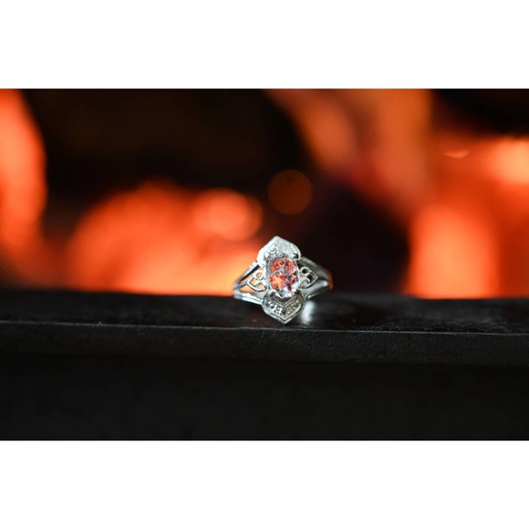 Art Deco Engagement Ring Raw Diamond Ring 925 Sterling Silver Size 5 6 7… - Picture 4 of 4